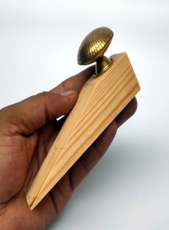 Bnospace Door Stopper Wedge with Dotted Knob | Non-Slip Wooden Door Stop Protector Wedges for All Surfaces Home & Office | Eco Friendly Doorstops Pack of 1 - Image 3